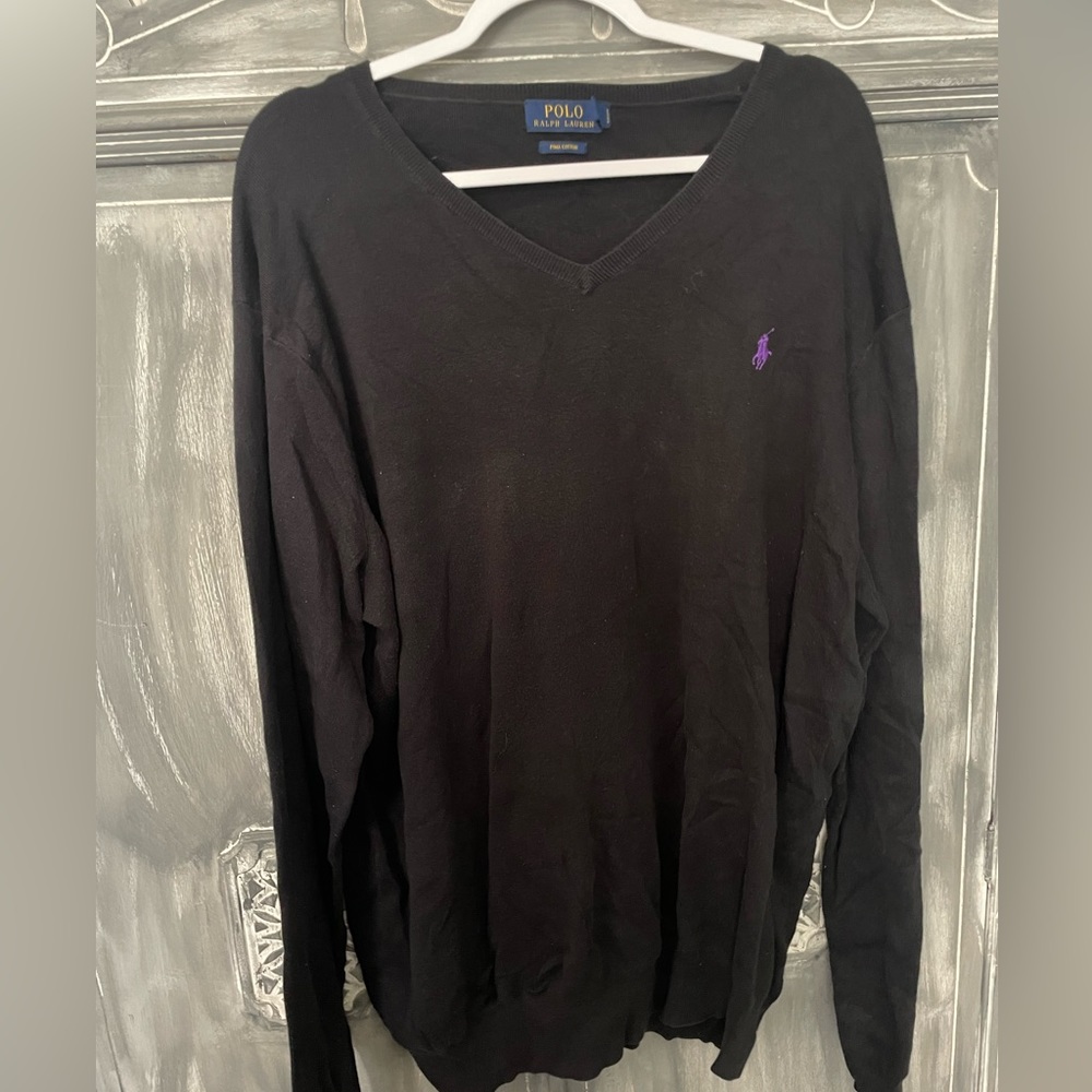 Ralph Lauren‎ mens vneck sweater sz XLT tall black